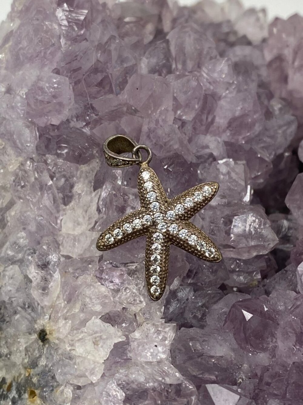 Sterling Silver Cubic Zirconia Starfish Pendant